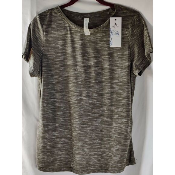 Icyzone Womens Short Sleeve Athletic T-Shirt Round Neck Pullover Gray Size Large - Picture 1 of 6